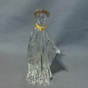 Vintage Gorham Glass Crystal Nativty Figurine Gold Accent Christmas Virgin Mary